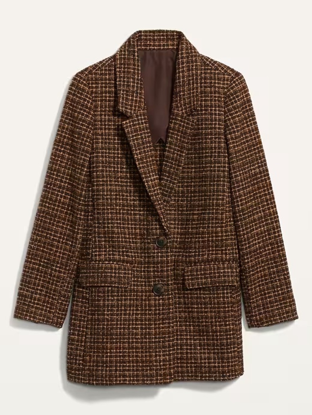 Old Navy Oversized Plaid Soft-Brushed Tweed Blazer